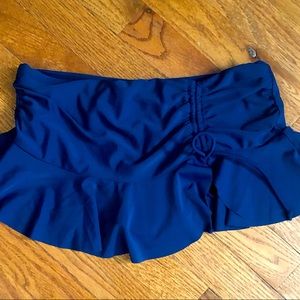 Navy Swim Skirt with Cinching